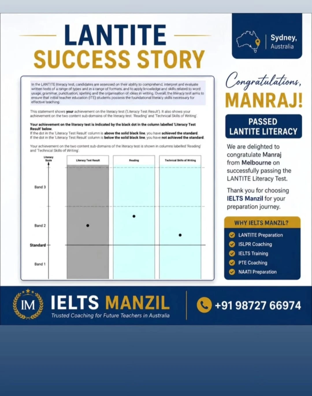Manraj from Melbourne LANTITE Literacy pass
