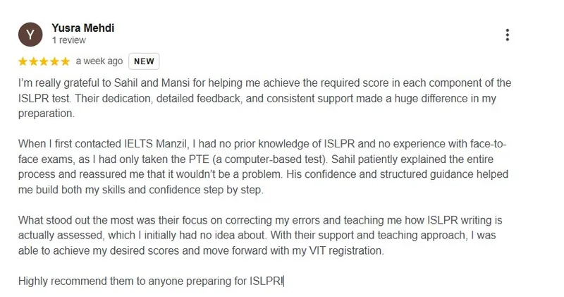 Yusra Mehdi — Google review
